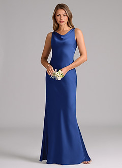 Azazie Allettie Bridesmaid Dresses Royal Blue Mermaid Stretch Satin Dress image3