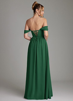 Azazie Caterina Bridesmaid Dresses Dark Green A-Line Corset Chiffon Dress image10
