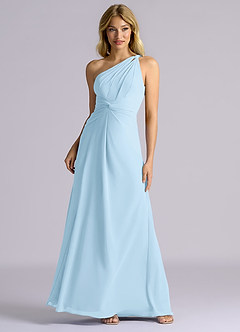 Azazie Isabelle Final Sale Sky Blue A-Line One Shoulder Chiffon Convertible Dress image5