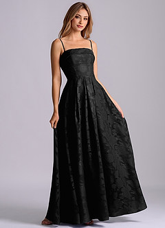 Azazie Lucienne Jurken voor bruidsmeisjes Jurk van Bloemen Burn-out met A-Lijn Strapless Zwart image6