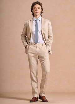 front Harrison Tan 100% Linen Suit