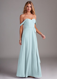 Azazie Aaron Bridesmaid Dresses Mist A-Line Off the Shoulder Chiffon Convertible Dress image6