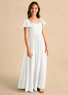 Azazie Patsy Girls Formal Flower Girl Dresses Ivory A-Line Sweetheart Neckline Chiffon Dress image2