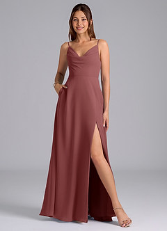 Azazie Sarella Bridesmaid Dresses Amethyst A-Line with Pockets Chiffon Dress image1