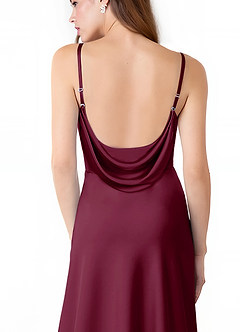Azazie Alaija Bridesmaid Dresses Mulberry Mermaid Side Slit Stretch Satin Dress image6
