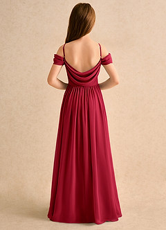 Azazie Shia Girls Formal Flower Girl Dresses Scarlet A-Line Off the Shoulder Chiffon Dress image1