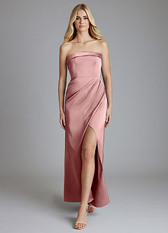 Azazie Aretha Bridesmaid Dresses Dusty Rose A-Line Strapless Stretch Satin Convertible Dress image1