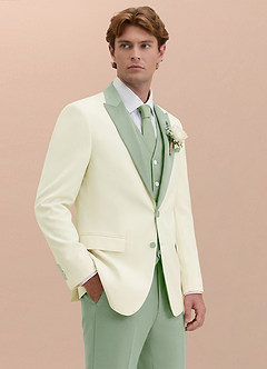 front Adrian Dusty Sage Shawl Lapel Structured Stretch 3-piece Tuxedo Suit