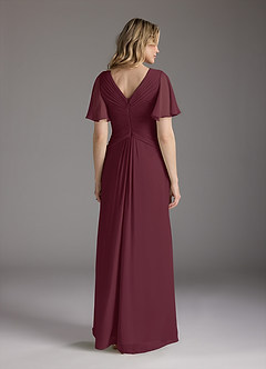 Azazie Morning Glory Mother of the Bride Dresses Cabernet A-Line V-Neck Ruched Chiffon Dress image2