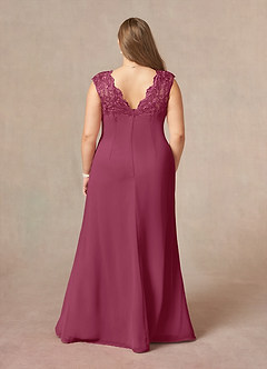Azazie Gladys Abiti per la Madre della Sposa Abito A-Line in Chiffon in Pizzo con Scollo Queen Anne Gelso image8