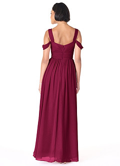 Azazie Lianne Bridesmaid Dresses Burgundy A-Line Off the Shoulder Chiffon Dress image4