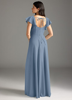 Azazie Bondi Bridesmaid Dresses Dusty Blue A-Line Ruched Stretch Crepe Dress image3