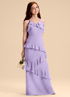 Azazie Evara Junior Abito A-Line in Chiffon Lilla image6