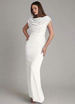 Azazie Hadley Bridesmaid Dresses White Mermaid Pleated Chiffon Dress image8