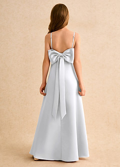 Azazie Joella Junior Formal Jurken voor bloemenmeisjes A-Lijn Jurk van Mat Satijn Geplooid Wit image1