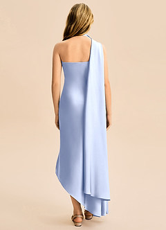 Azazie Briony Junior Ice Sheath Pleated Stretch Satin Dress image2