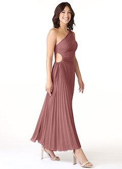 Azazie Kirra Jurken voor bruidsmeisjes Jurk van Chiffon met A-Lijn One-Shoulder Woestijnroos image3