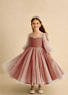 Azazie Trudy Flower Girl Dresses Paprika Ball-Gown Sweetheart Neckline Tulle Dress image5