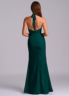 Azazie Valerie Final Sale Pine Mermaid Pleated Floral Burnout Dress image7