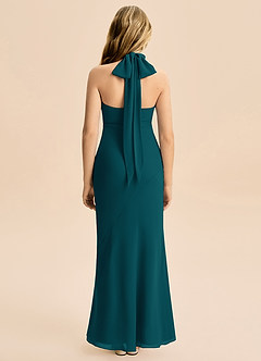 Azazie Velli Junior Pine Mermaid High Neck Chiffon Dress image2