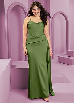 Barbie ♥ Azazie Robes de demoiselle d'honneur Robe Fourreau Convertible en Satin extensible Sans bretelle Genévrier image11