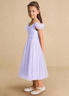 Azazie Lizzette Blumenmädchenkleider A-Linie Gestreift Tüll Kleid Flieder image3