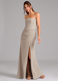 Azazie Jenine Bridesmaid Dresses Frost Mermaid Strapless Chiffon Dress image4