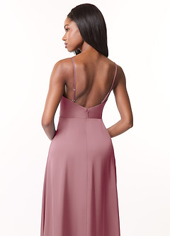 Azazie Brielle Bridesmaid Dresses Vintage Mauve A-Line Cowl Spaghetti Straps Stretch Satin Dress image5