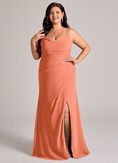 Azazie Deandra Bridesmaid Dresses Sunset Mermaid Pleated Chiffon Dress image7