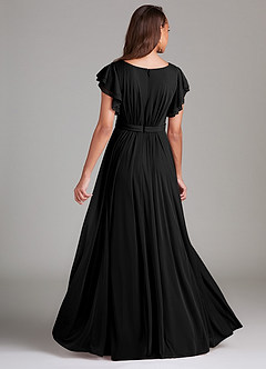 Azazie Daphne Modest Bridesmaid Dresses A-Line Ruched Mesh Floor-Length Dress image2