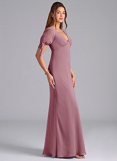 Azazie Pheby Bridesmaid Dresses Vintage Mauve A-Line Pleated Chiffon Dress image5