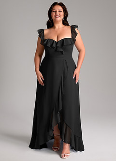 Azazie Lyra Bridesmaid Dresses Black A-Line Chiffon Convertible Dress image15