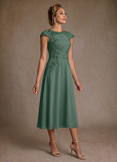 Azazie Crista Mother of the Bride Dresses Eucalyptus A-Line Lace Chiffon Dress image3