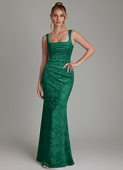 Azazie Agustina Bridesmaid Dresses Emerald Mermaid Corset Floral Burnout Dress image3