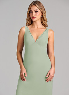 Azazie Tianna Final Sale Dusty Sage Sheath Chiffon Dress image6