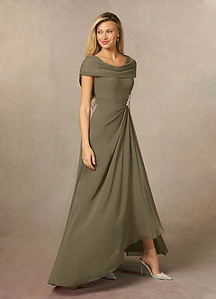 Azazie Mary vestidos de madre de la novia Vestido de Verde Sauce de Gasa de Corte En A con Corte Lateral image4