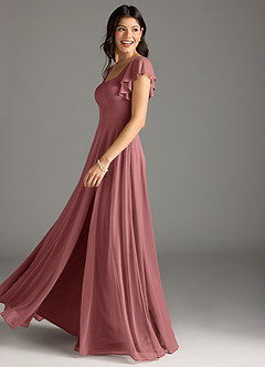 Azazie Bondi Robes de demoiselle d'honneur Robe Trapèze en Maille Rayé Rose Du Désert image7