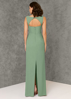 Azazie Flori Bridesmaid Dresses Matcha Sheath Square Neckline Chiffon Dress image2
