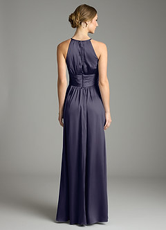 Azazie Bonnie Bridesmaid Dresses Stormy A-Line Pleated Stretch Satin Dress image5