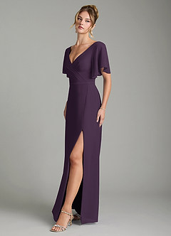 Azazie Ambrosia Bridesmaid Dresses Plum A-Line Pleated Chiffon Dress image4