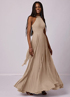 Barbie ♥ Azazie Bridesmaid Dresses Taupe A-Line Pleated Chiffon Dress image5