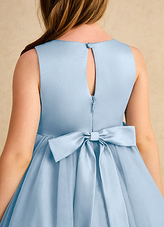 Azazie Prima Flower Girl Dresses Powder Blue A-Line Bow Tulle Dress image6