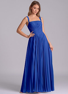 Azazie Mina Bridesmaid Dresses Royal Blue A-Line Pleated Chiffon Dress image6