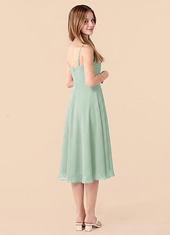 Azazie Mariam Junior Agave A-Line Pleated Chiffon Dress image2