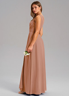 Azazie Phaedra Jurken voor bruidsmeisjes Jurk van Chiffon met A-Lijn One-Shoulder Champagne Roos image6