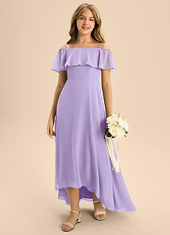 Azazie Maggie Junior Vestido de Lila de Gasa de Corte En A con Vestidos sin tirantes image3