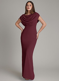 Azazie Hadley Bridesmaid Dresses Cabernet Mermaid Pleated Chiffon Dress image10