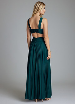 Azazie Hosanna Bridesmaid Dresses Pine A-Line Pleated Chiffon Dress image3
