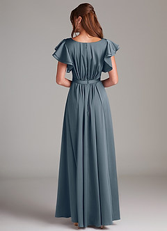 Azazie Daphne Modest Bridesmaid Dresses A-Line Ruched Stretch Satin Floor-Length Dress image6