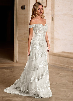 Jenna Hvid Flæset Glitter Havfrue Gallakjole image9